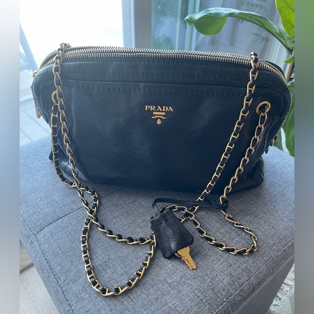 Prada Leather Camera Bag on Chain